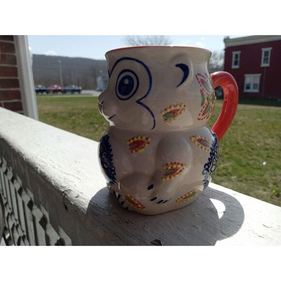 New Yokohama Studio Hand Painted Monkey Boho Artisan Coffee/Tea Mug - Picture 2 of 8